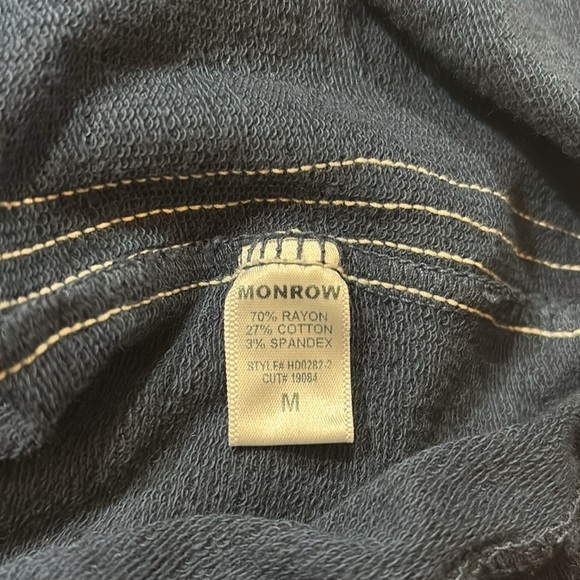 Monrow Supersoft Navy Side Stripe Sweatshirt Dress sz M - Picture 8 of 9